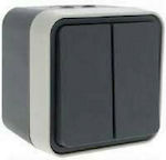 Hager Cubyko IP55 External Electrical Lighting Wall Switch with Frame Basic Waterproof Gray