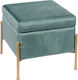 Stool For Living Room With Storage Space Upholstered with Velvet Ray Green Velure 40x40x37cm