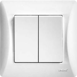 Lineme Recessed Electrical Lighting Wall Switch with Frame Basic Aller Retour White 50-00104-1