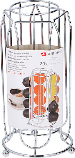 Alpina Appliances Metal Capsule Stand for 20 Pods 12.5x12.5x25.5cm 06951