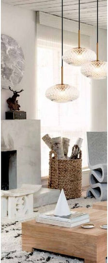 Viokef Ester Κρεμαστό Φωτιστικό Μελί με Ντουί E27 29.5x300εκ.