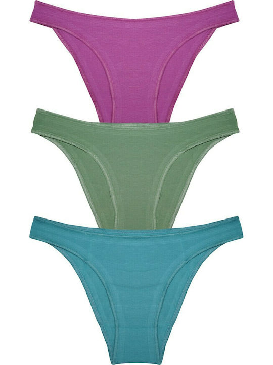 Βαμβακερά Women's Slip 3Pack Purple/Olive/Petrol
