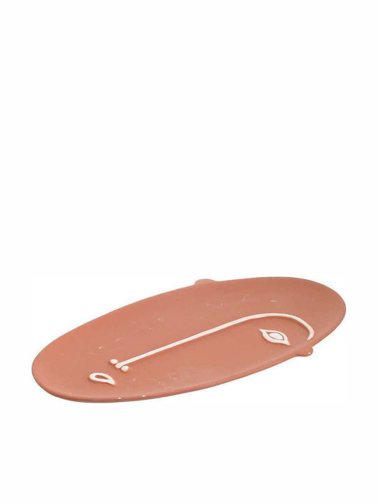 Inart Oval Ceramic Decorative Platter Pink 35x20x2cm