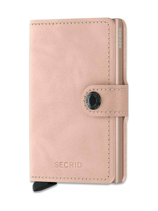 Secrid Miniwallet Vintage Men's Leather Card Wallet with RFID και Slide Mechanism Pink