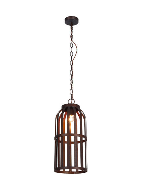 Viokef Ralph Pendant Light Single-Light Grid for Socket E27 Brown