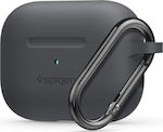 Spigen Silicone Fit with Carabiner Pro Θήκη Σιλικόνης με Γάντζο Charcoal Grey για Apple AirPods Pro