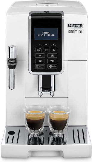 De'Longhi Dinamica Αυτόματη Μηχανή Espresso 1450W Πίεσης 15bar με Μύλο Άλεσης Λευκή