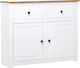 Panama Wooden Buffet with Drawers White L93xW40xH80cm