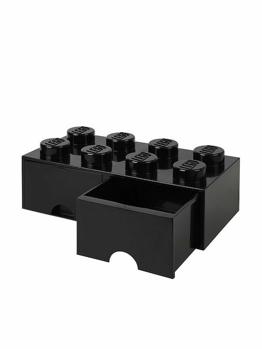 Lego Cutie de Depozitare pentru Copii din Plastic 8 Knobs Negru 50x25x17cm 1buc