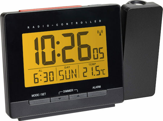 TFA TFA Digital Tabletop Clock LCD Plastic with Alarm Clock and Radio Black