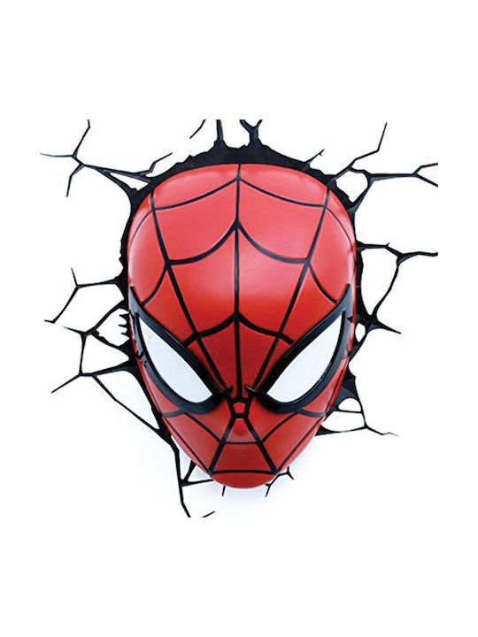 3DLightFX Kinder Wandleuchte LED Kunststoff Spiderman Mask
