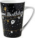 Dutch Rose Happy Birthday Schwarze XL Keramik Tasse 430ml