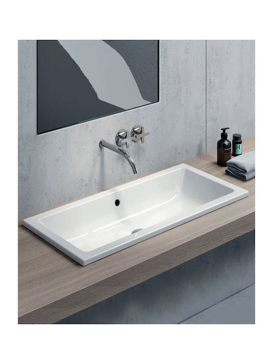 GSI Kube Ένθετος Νιπτήρας Πορσελάνης 60x37x16cm Λευκός