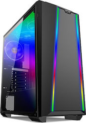 Supercase Predator PR08A Gaming Midi Tower Computer Case with Window Panel and RGB Lighting Black