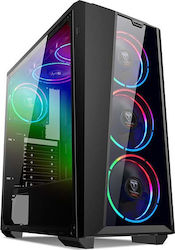 Supercase Raider RA08A Jocuri Turnul Midi Cutie de calculator cu fereastră laterală și iluminare RGB Negru