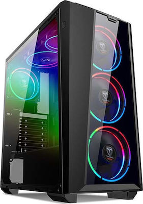 Supercase Raider RA08A Gaming Midi Tower Computer Case with Window Panel and RGB Lighting Black