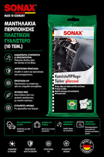 Sonax Șervețele umede pentru Îngrijirea Plasticului Lucios Șervețele de curățare / lustruire și protecție pentru bord auto 10buc 04151000
