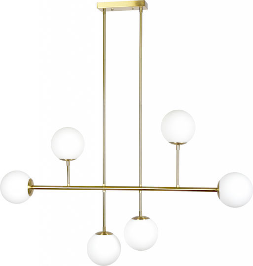Home Lighting Prato Висящо Осветително Тяло Златист Rail за 6 Крушки E27 70см.