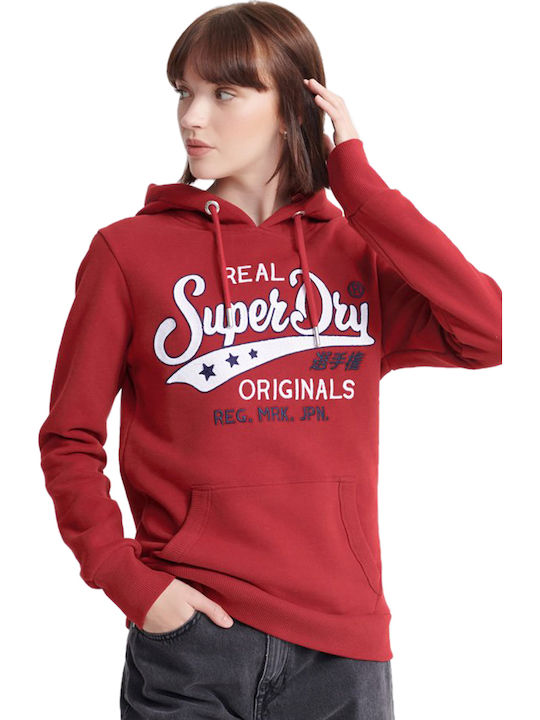 Superdry Real Originals Chainstitch Women's Hooded Sweatshirt Red