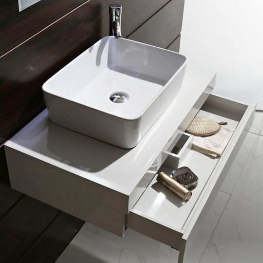 Inter Ceramic Anelia Πάγκος χωρίς Νιπτήρα Μ80xΒ46xΥ20cm Λευκός