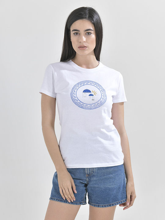 Ble Resort Collection Γυναικείο T-shirt Λευκό με Στάμπα