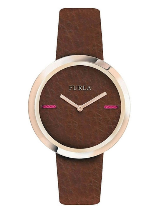 Furla Damen Uhr mit Braun Lederarmband