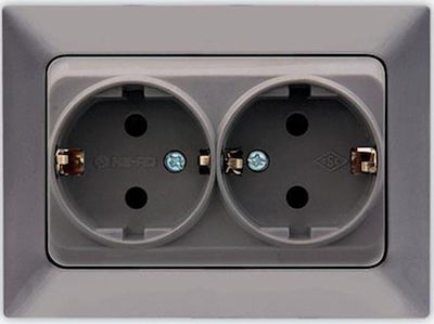 Eurolamp Nead Double Power Socket Graphite