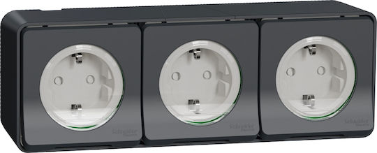 Schneider Electric Mureva Styl Triple Power Safety Socket Ανθρακί