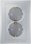 Schneider Electric Double Power Safety Socket Aluminium