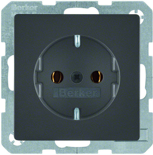 Hager Q.1 Single Power Socket Anthracite