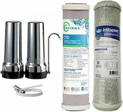 Atlas Filtri 2-Stage Countertop Water Filter System Depural Top with 10" Replacement Filter Matrikx CTO 5 μm & Instapure DI-PB-10-2 0.5 μm 802164712118914
