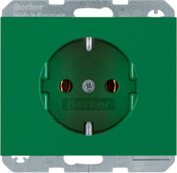 Hager Berker K.1 Single Power Socket Green