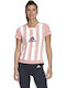 Adidas Logo Stripe Femeie Sport Tricou Uscare rapidă Cu dungi Glory Pink