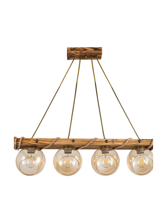 ARlight Pendant Chandelier Rail for 4 Bulbs E27 Honey