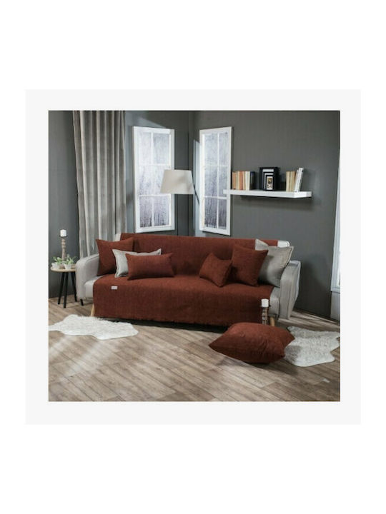 Teoran Solid Three-Seater Sofa Throw Chenille 1...