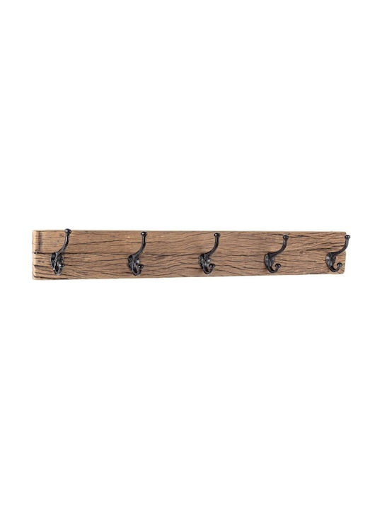 Bizzotto Wooden Wall Hanger Rafter 94x14xΥ13cm with 5 Slots Brown 94x14x13cm