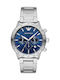 Emporio Armani Mario Ανδρικό Ρολόι 43mm Χρονογράφος Μπαταρίας με Ασημί Μεταλλικό Μπρασελέ