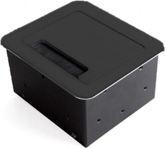 Emuca Atom 14 Gemauerte Steckdose mit 2 USB-Anschlüssen mit Deckel Schwarz