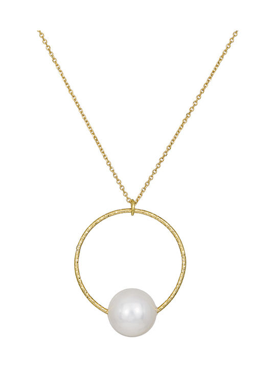 Goldplattiertes Damen-Halskette 925 Shell Pearl im kreisförmigen Motiv 035234 035234 Silber