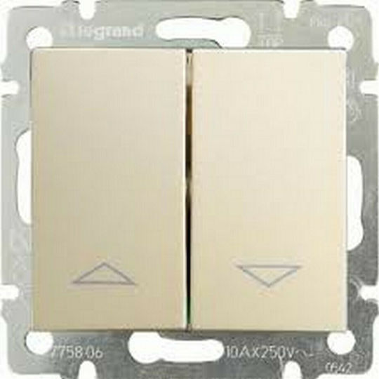 Legrand Valena Classic Χωνευτός Διακόπτης Τοίχου Ρολών Διπλός χωρίς Πλαίσιο Creme