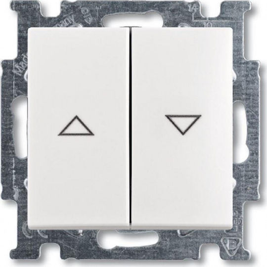 Abb Basic55 Χωνευτός Διακόπτης Τοίχου Ρολών Διπλός χωρίς Πλαίσιο Λευκός