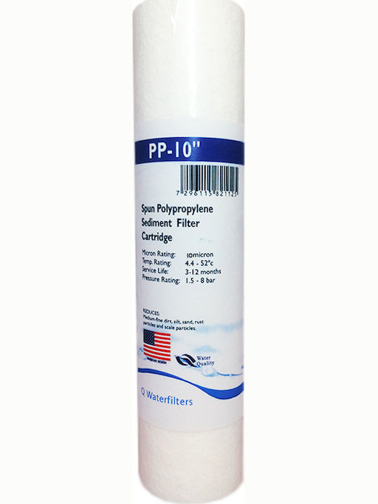 QWaterFilters Ανταλλακτικό Φίλτρο Νερού Άνω και Κάτω Πάγκου από Πολυπροπυλένιο 10" PP-10" 10 μm