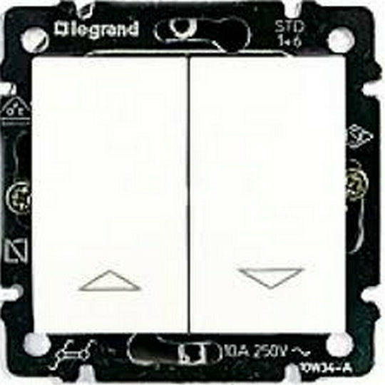 Legrand Neutral 06 01 Χωνευτός Διακόπτης Τοίχου Ρολών Διπλός χωρίς Πλαίσιο Λευκός