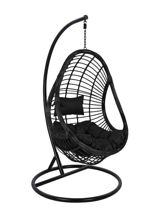 Κούνια Φωλιά με Βάση Callie Rattan Μαύρη Αντοχής έως 130kg Μ95xΠ95xΥ195cm