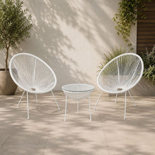 Garten- und Outdoor-Möbelsets Typsatz für kleinen Balkon Acapulco 3 Stück Weiß E245A1S