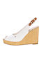 Iconic Elena Sling Back Women's Fabric Peep Toe Platforms White