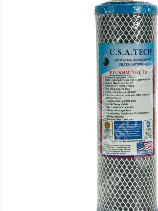 USA Tech Ersatz-Wasserfilter für die Arbeitsplatte und unter der Arbeitsplatte aus Aktivkohle 10" HM-MFB 10 0.5 μm (Mikrometer)