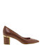 Mourtzi Leder Pumps mit Chunky mittelhohem Absatz Tabac Braun 55/55700