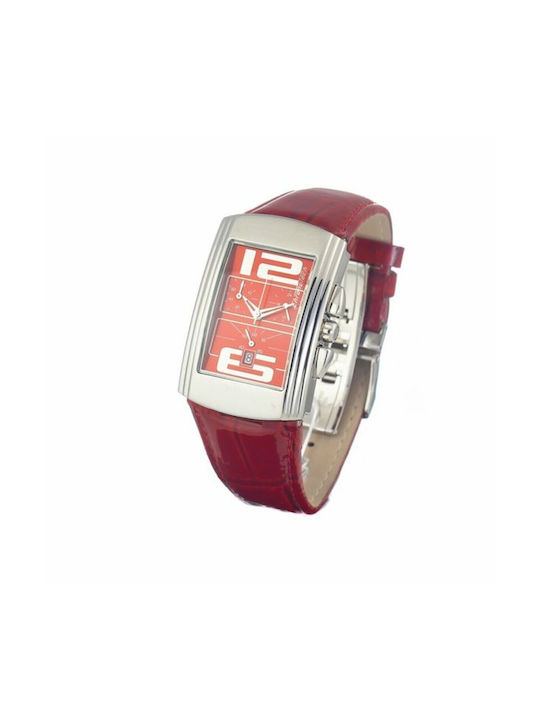 Chronotech Watch with Burgundy Leather Strap CT7018B-05