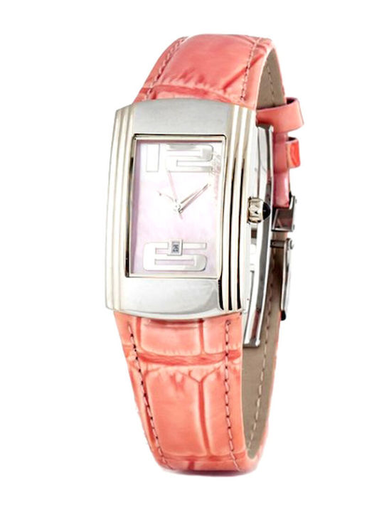Chronotech Damen Uhr mit Orange Lederarmband
